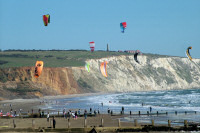 Kite surfing at the Wight Air Festival, Yaverland, Isle of Wight
